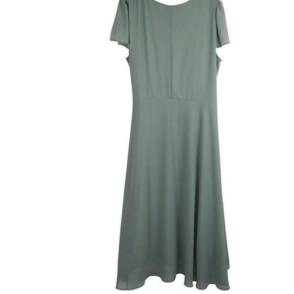 Baltic Born Sage Green Faux Wrap Maxi Dress‎ 2X Flutter Sleeve Lined - Picture 9 of 16